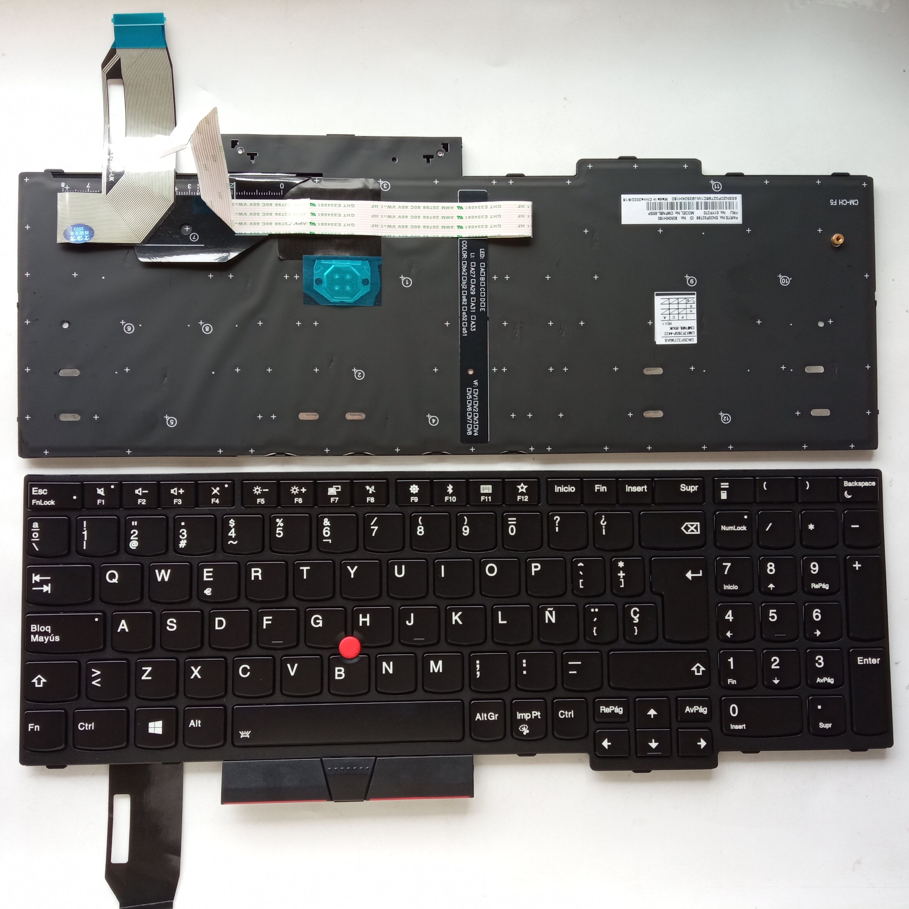 Picture of New Replacement Laptop Keyboard For IBM E580/E585/E590/T580S/L590/L580/P52/P53/P73 BLACK FRAME BLACK With Point Backlit (OEM) SP Layout